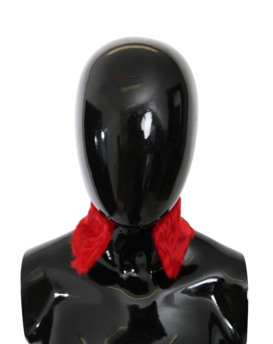 Dolce & Gabbana Red Fur Neck Collar Wrap Lambskin Scarf - ClickThatClicks 