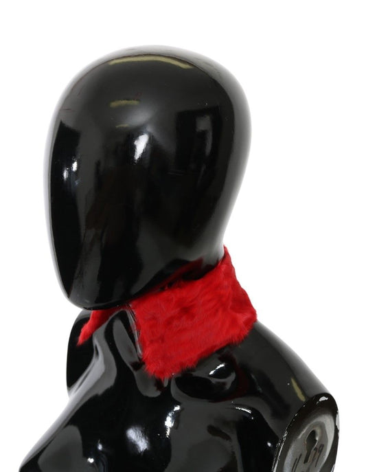Dolce & Gabbana Red Fur Neck Collar Wrap Lambskin Scarf - ClickThatClicks 
