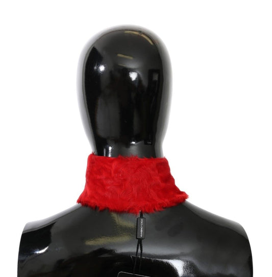 Dolce & Gabbana Red Fur Neck Collar Wrap Lambskin Scarf - ClickThatClicks 
