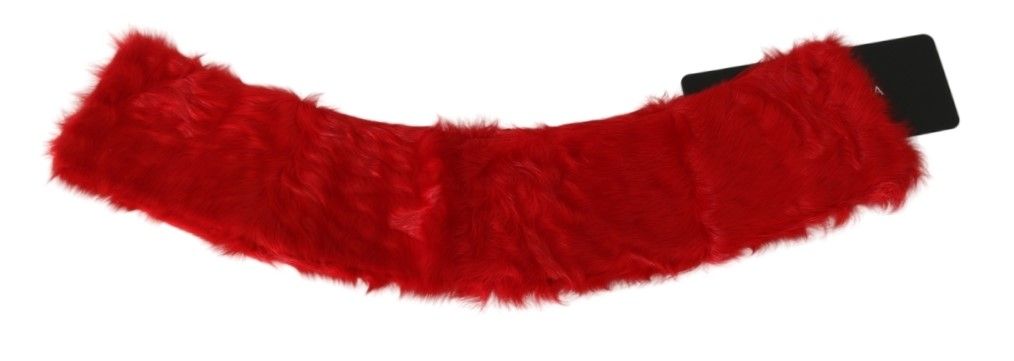Dolce & Gabbana Red Fur Neck Collar Wrap Lambskin Scarf - ClickThatClicks 