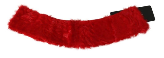 Dolce & Gabbana Red Fur Neck Collar Wrap Lambskin Scarf - ClickThatClicks 