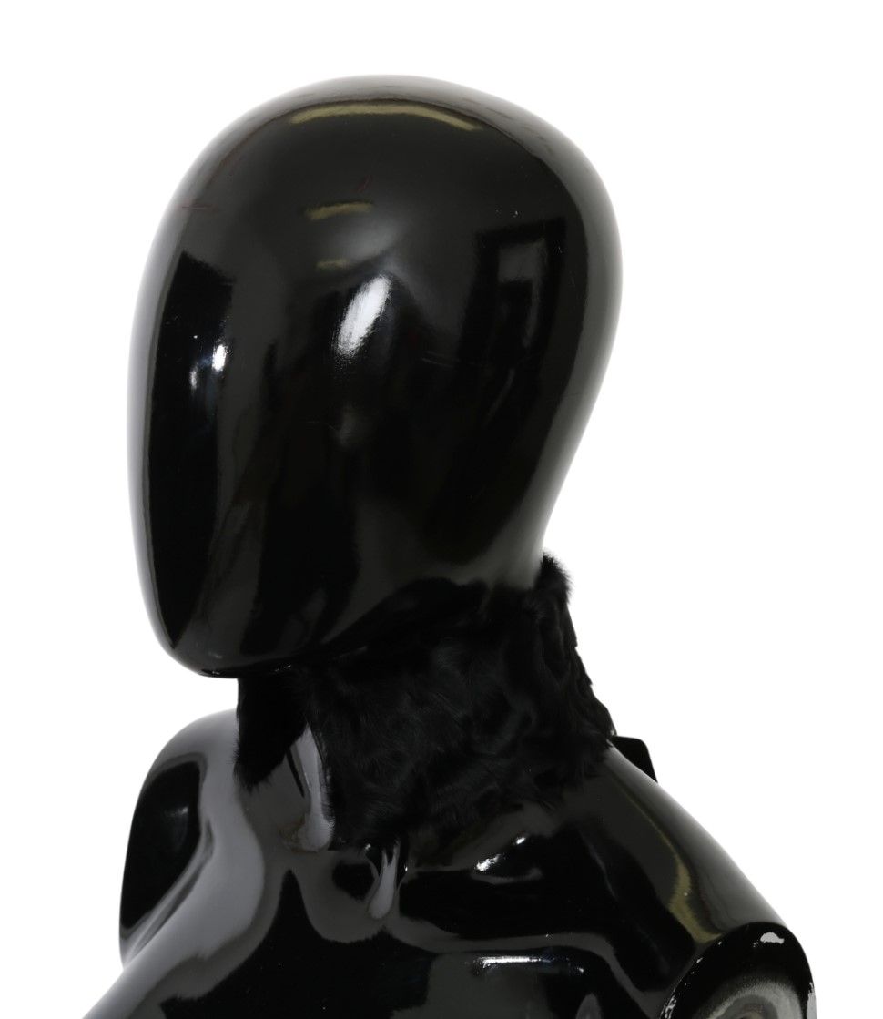 Dolce & Gabbana Black Fur Neck Collar Wrap Lambskin Scarf - ClickThatClicks 