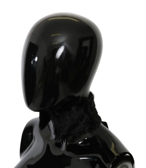 Dolce & Gabbana Black Fur Neck Collar Wrap Lambskin Scarf - ClickThatClicks 