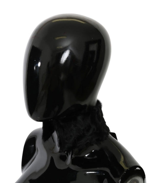 Dolce & Gabbana Black Fur Neck Collar Wrap Lambskin Scarf - ClickThatClicks 