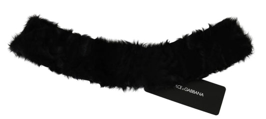 Dolce & Gabbana Black Fur Neck Collar Wrap Lambskin Scarf - ClickThatClicks 