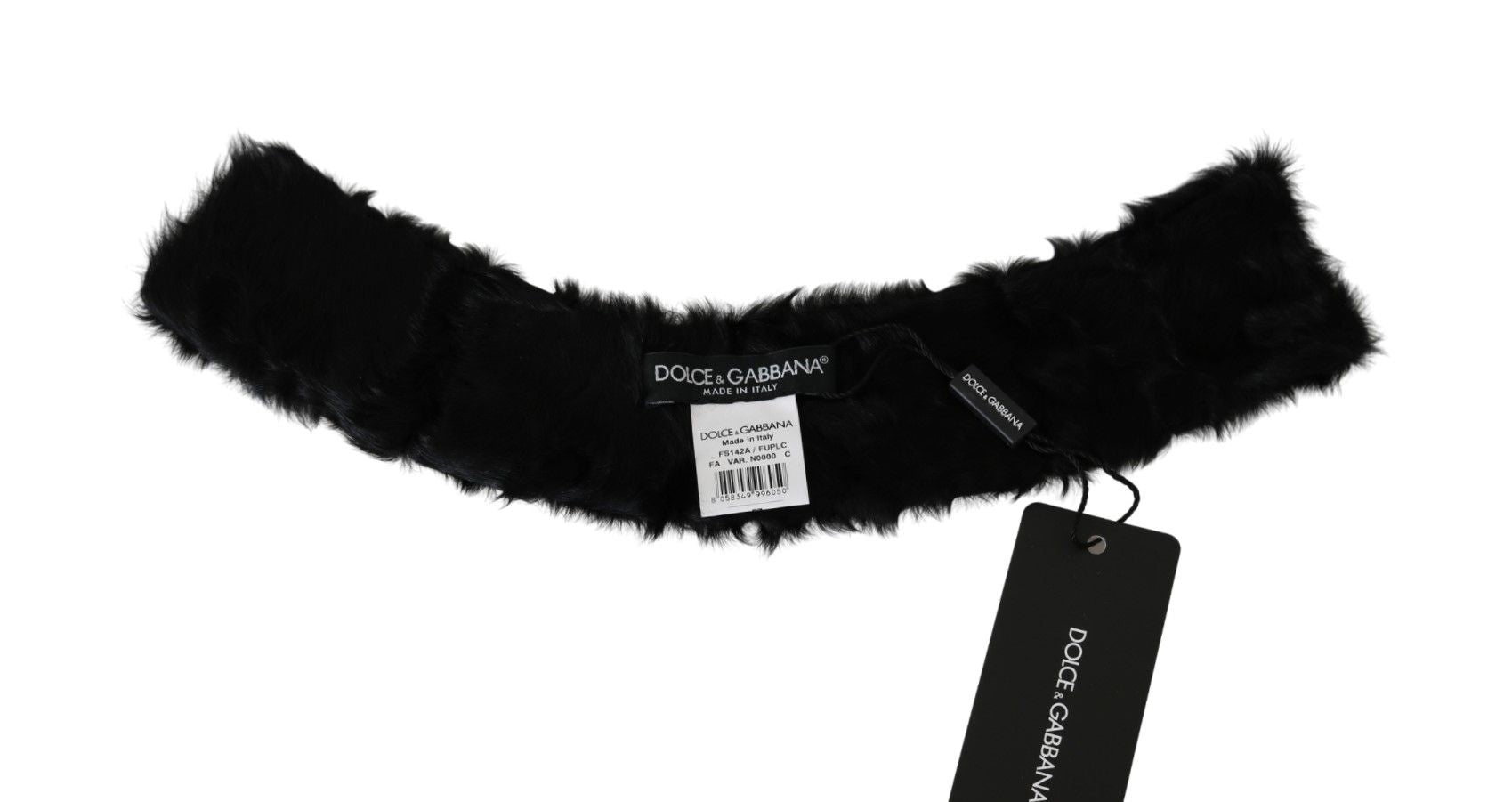 Dolce & Gabbana Black Fur Neck Collar Wrap Lambskin Scarf - ClickThatClicks 