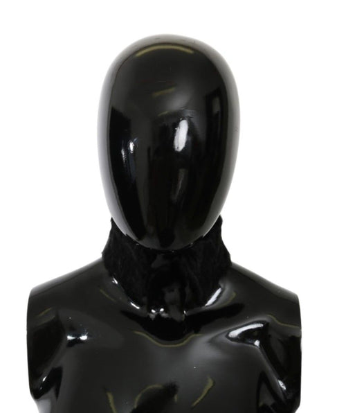 Dolce & Gabbana Black Fur Neck Collar Wrap Lambskin Scarf - ClickThatClicks 