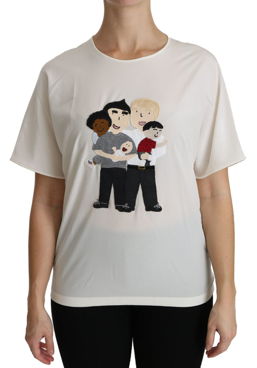 Dolce & Gabbana White #dgfamily Patch Short Sleeve Blouse Top - ClickThatClicks 
