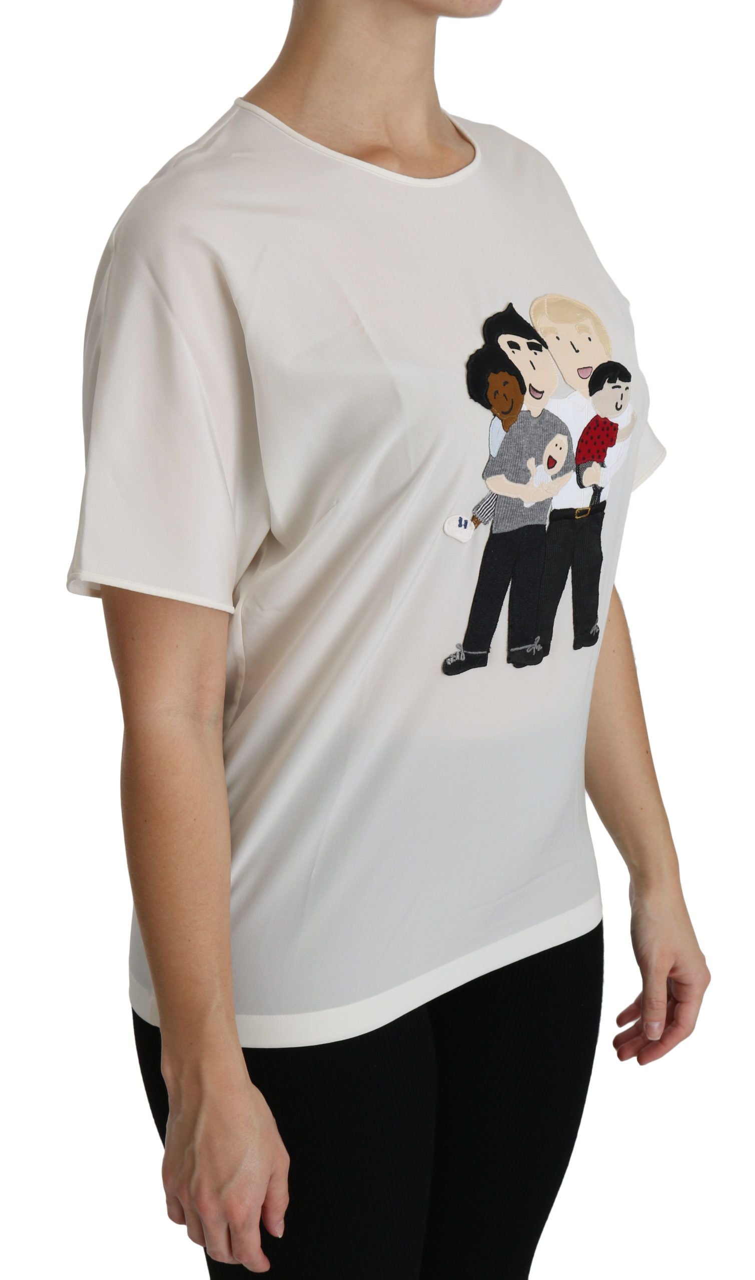 Dolce & Gabbana White #dgfamily Patch Short Sleeve Blouse Top - ClickThatClicks 