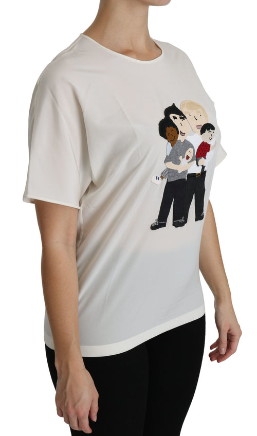 Dolce & Gabbana White #dgfamily Patch Short Sleeve Blouse Top - ClickThatClicks 
