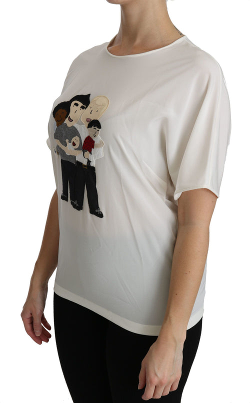 Dolce & Gabbana White #dgfamily Patch Short Sleeve Blouse Top - ClickThatClicks 