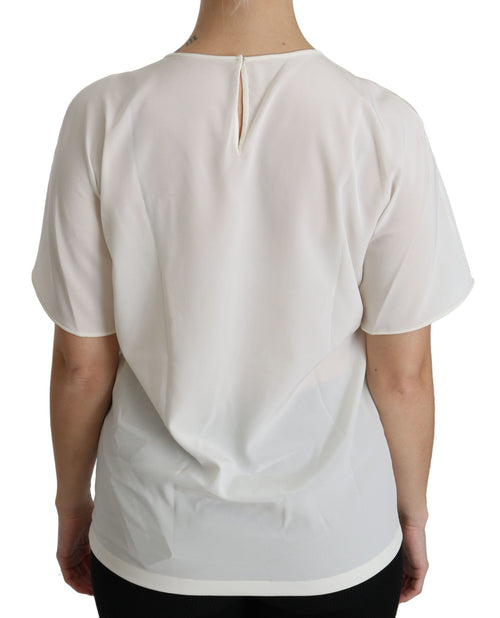 Dolce & Gabbana White #dgfamily Patch Short Sleeve Blouse Top - ClickThatClicks 