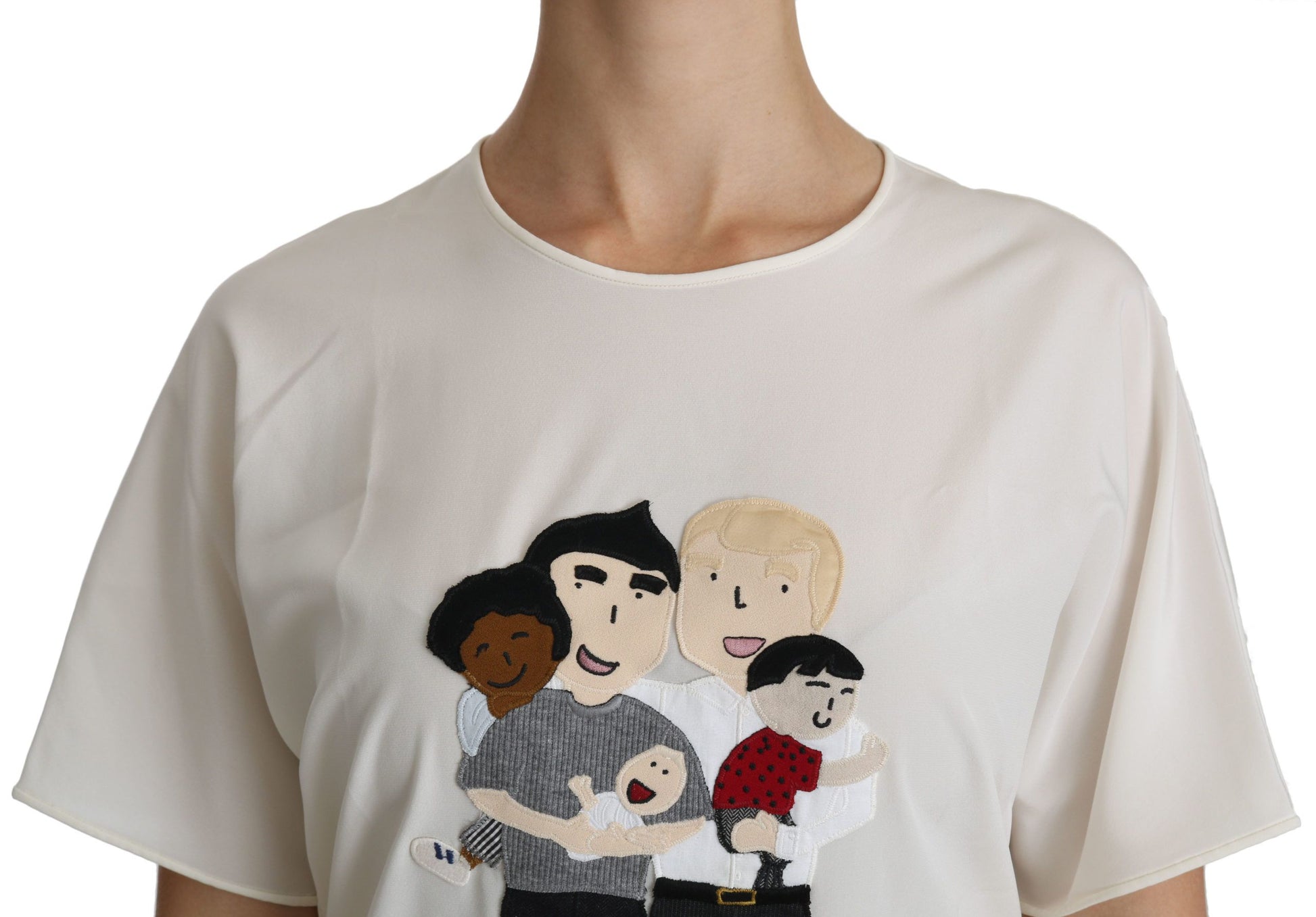 Dolce & Gabbana White #dgfamily Patch Short Sleeve Blouse Top - ClickThatClicks 