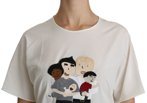 Dolce & Gabbana White #dgfamily Patch Short Sleeve Blouse Top - ClickThatClicks 
