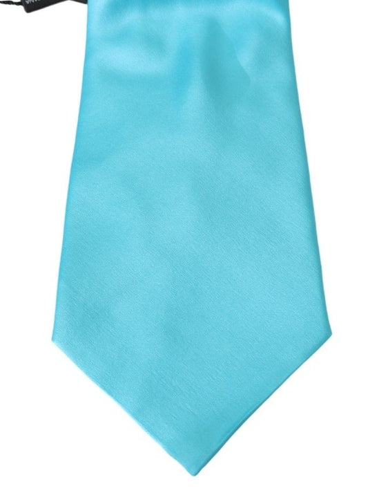 Dolce & Gabbana Light Blue Wide Mens Necktie Accessory 100% Silk Tie - ClickThatClicks 