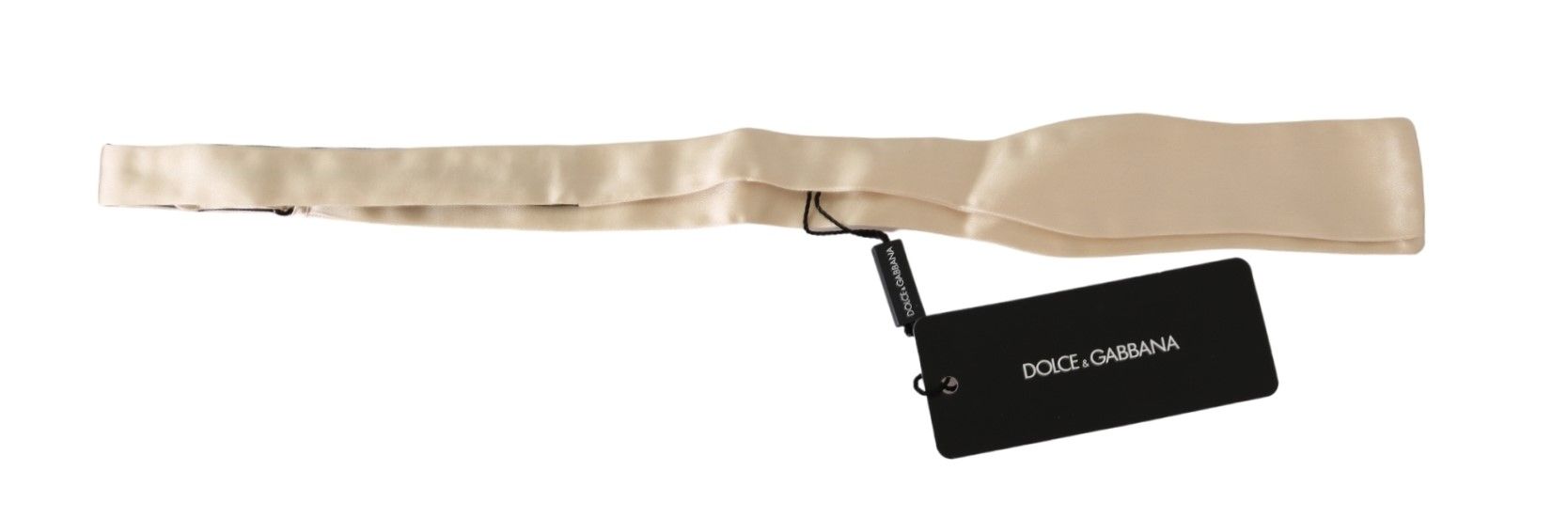 Dolce & Gabbana Beige Slim Skinny Men Necktie 100% Silk Bowtie - ClickThatClicks 