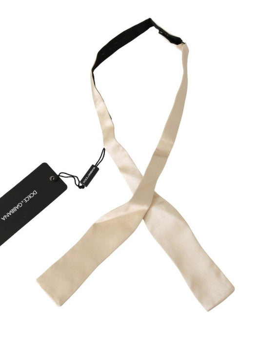 Dolce & Gabbana Beige Slim Skinny Men Necktie 100% Silk Bowtie - ClickThatClicks 