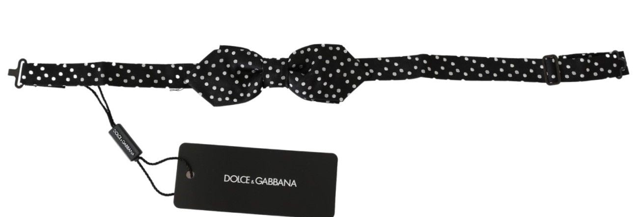 Dolce & Gabbana Black Polka Dots Mens Necktie Papillon 100% Silk Bow Tie - ClickThatClicks 
