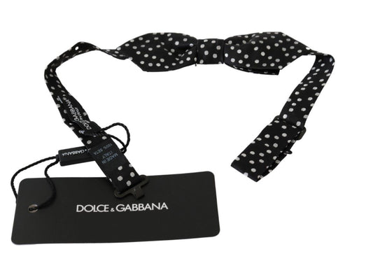 Dolce & Gabbana Black Polka Dots Mens Necktie Papillon 100% Silk Bow Tie - ClickThatClicks 