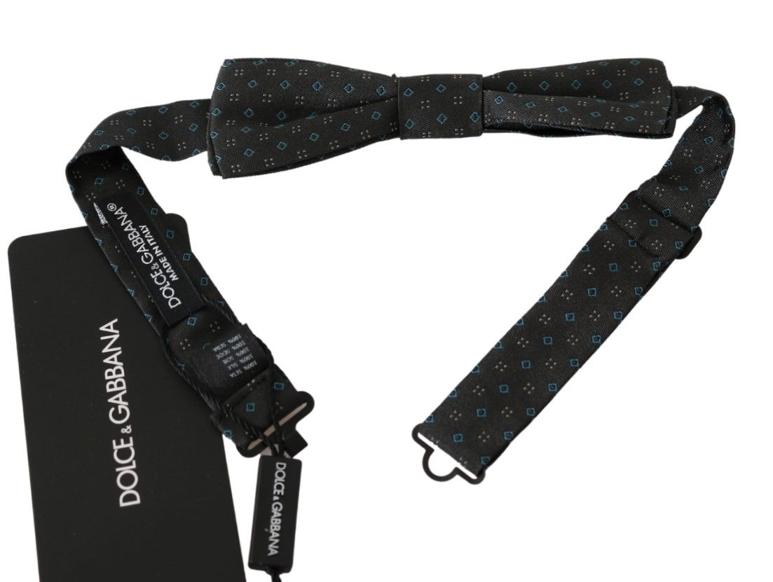 Dolce & Gabbana Gray Patterned Mens Necktie Papillon 100% Silk Bow Tie - ClickThatClicks 