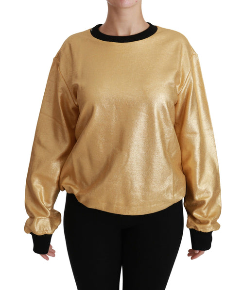 Dolce & Gabbana Gold Cotton Crewneck Pullover Sweater - ClickThatClicks 