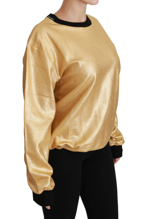 Dolce & Gabbana Gold Cotton Crewneck Pullover Sweater - ClickThatClicks 