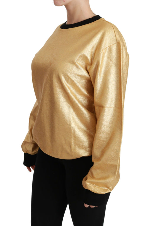 Dolce & Gabbana Gold Cotton Crewneck Pullover Sweater - ClickThatClicks 