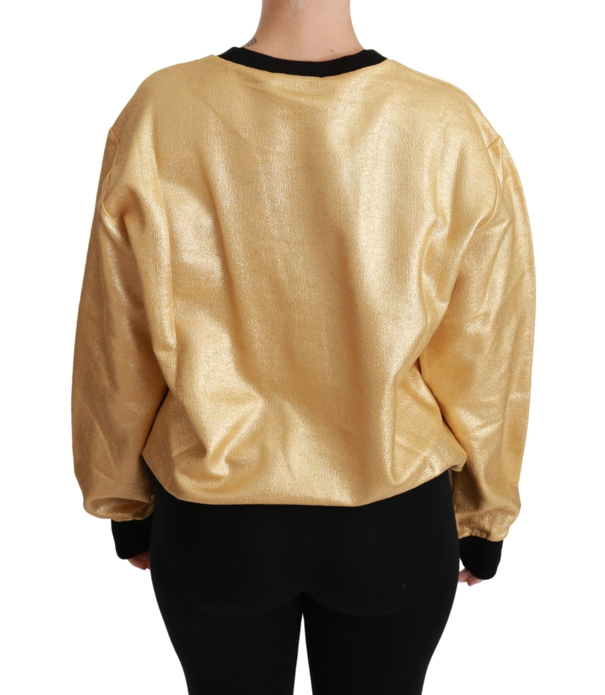 Dolce & Gabbana Gold Cotton Crewneck Pullover Sweater - ClickThatClicks 