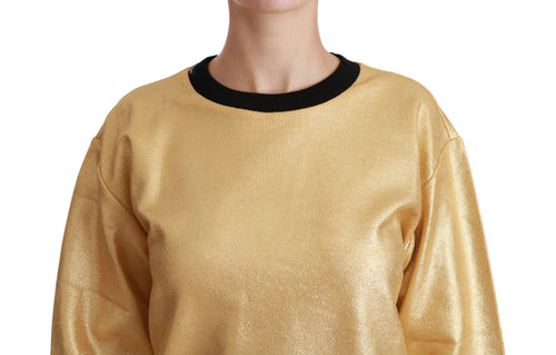 Dolce & Gabbana Gold Cotton Crewneck Pullover Sweater - ClickThatClicks 