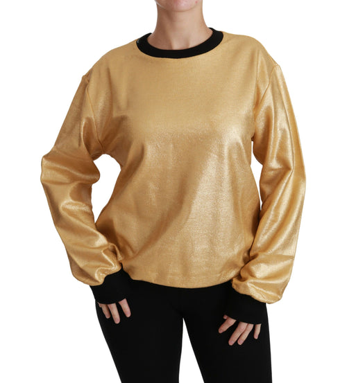 Dolce & Gabbana Gold Cotton Crewneck Pullover Sweater - ClickThatClicks 