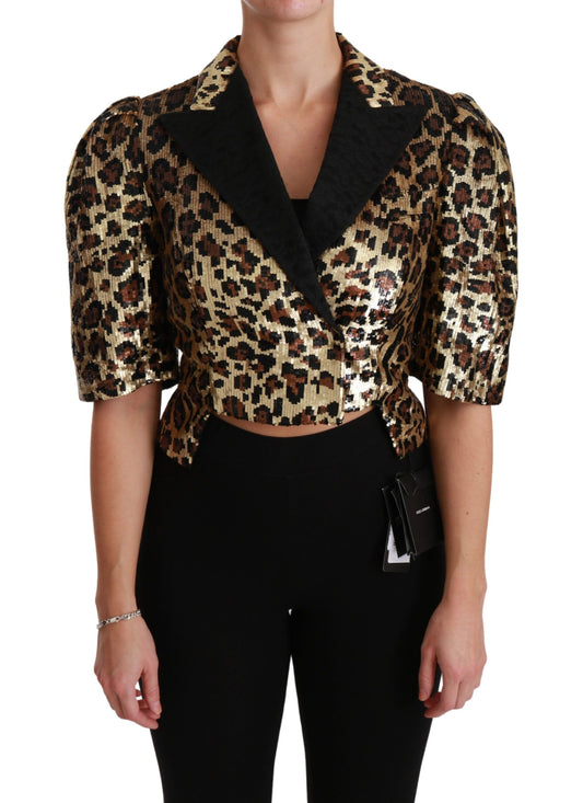 Dolce & Gabbana Blazer Gold Leopard Sequined Jacket - ClickThatClicks 