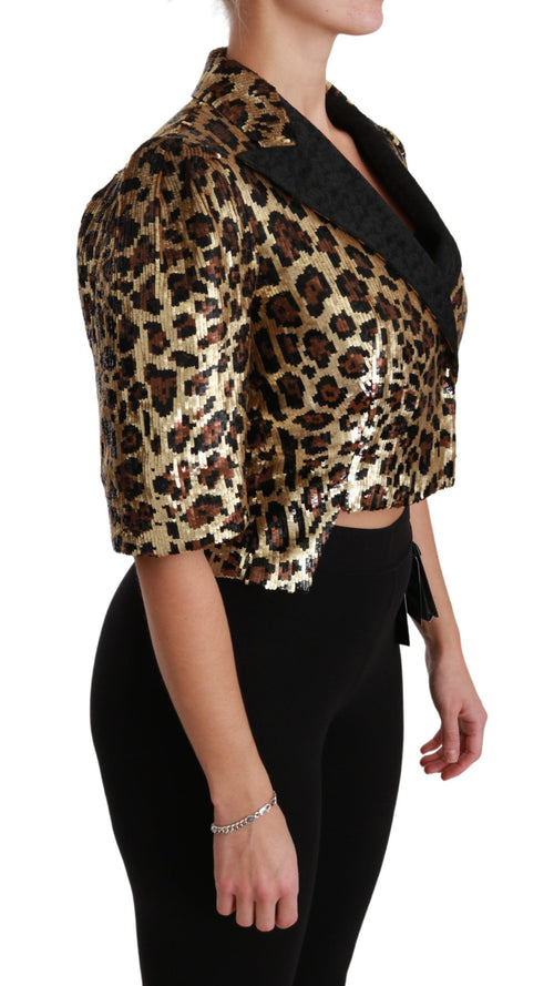 Dolce & Gabbana Blazer Gold Leopard Sequined Jacket - ClickThatClicks 