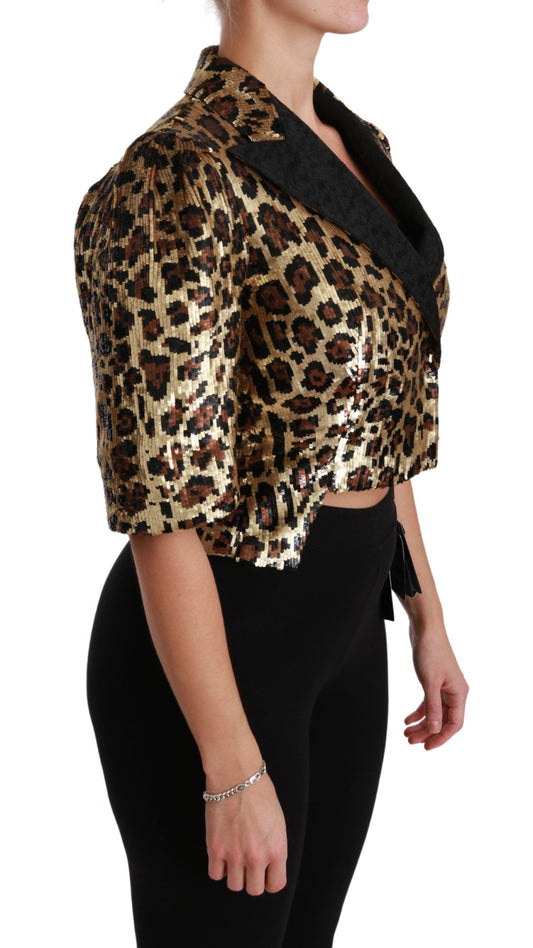 Dolce & Gabbana Blazer Gold Leopard Sequined Jacket - ClickThatClicks 