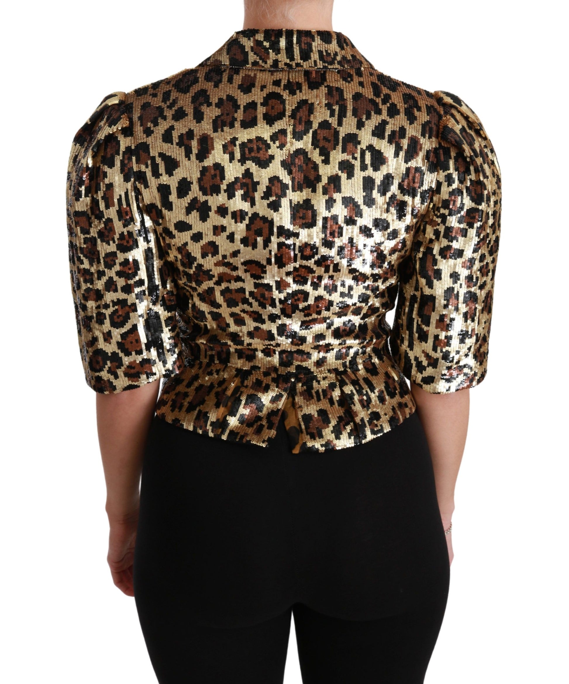 Dolce & Gabbana Blazer Gold Leopard Sequined Jacket - ClickThatClicks 