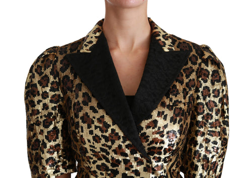 Dolce & Gabbana Blazer Gold Leopard Sequined Jacket - ClickThatClicks 