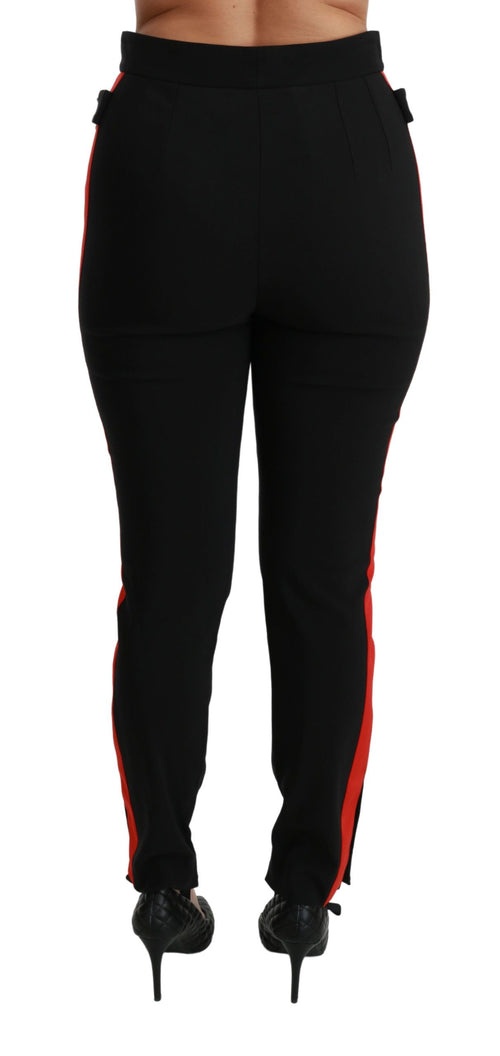 Dolce & Gabbana Black Skinny Stretch Fox Head Cotton Pants - ClickThatClicks 