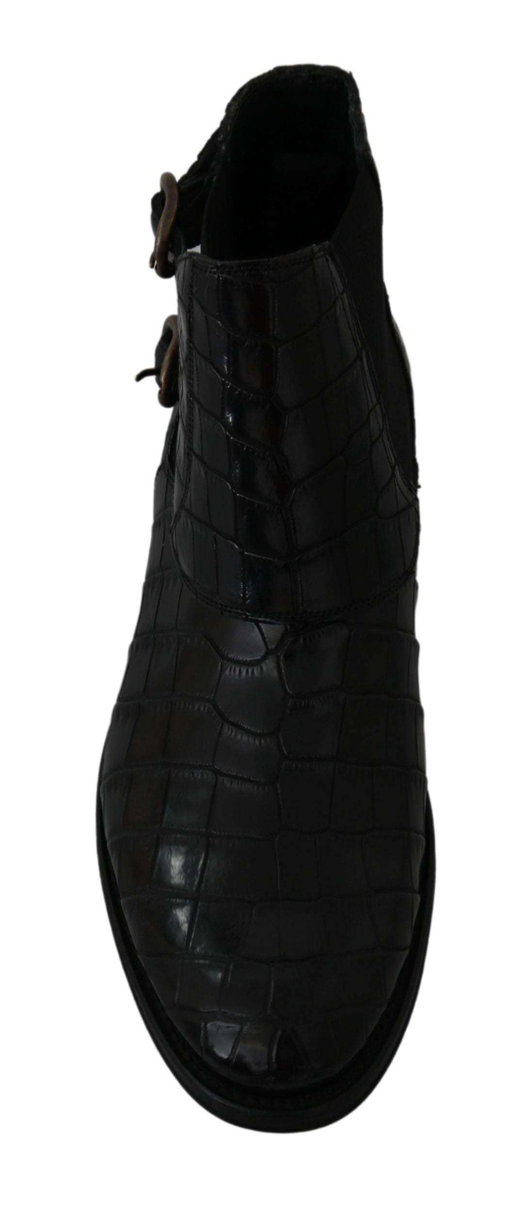 Dolce & Gabbana Black Crocodile Leather Derby Boots Shoes - ClickThatClicks