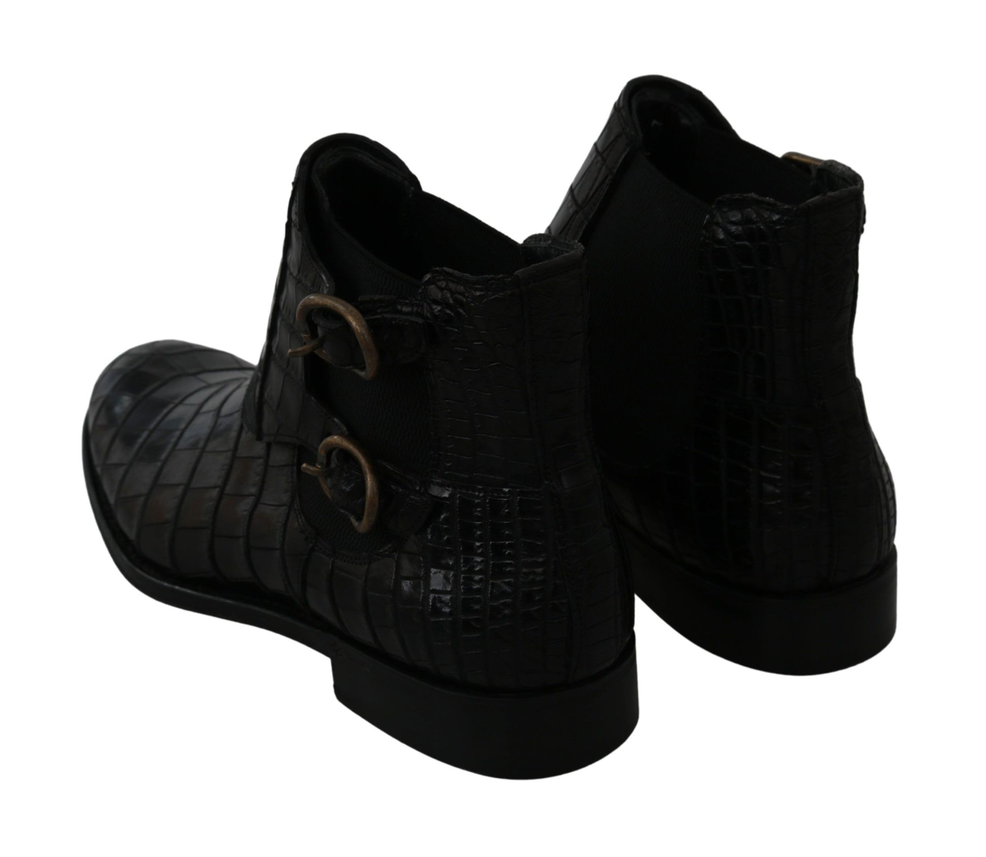 Dolce & Gabbana Black Crocodile Leather Derby Boots Shoes - ClickThatClicks