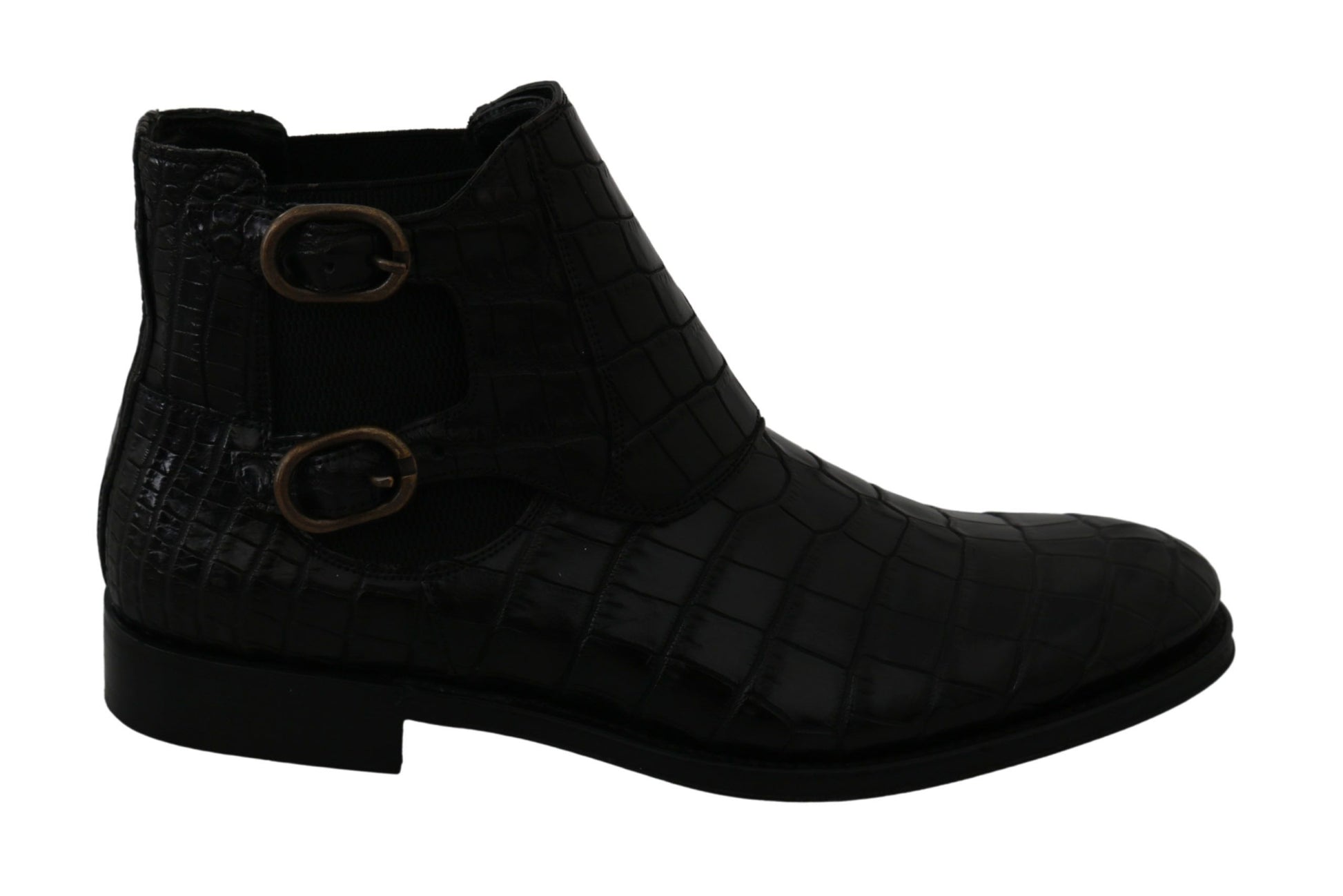 Dolce & Gabbana Black Crocodile Leather Derby Boots Shoes - ClickThatClicks