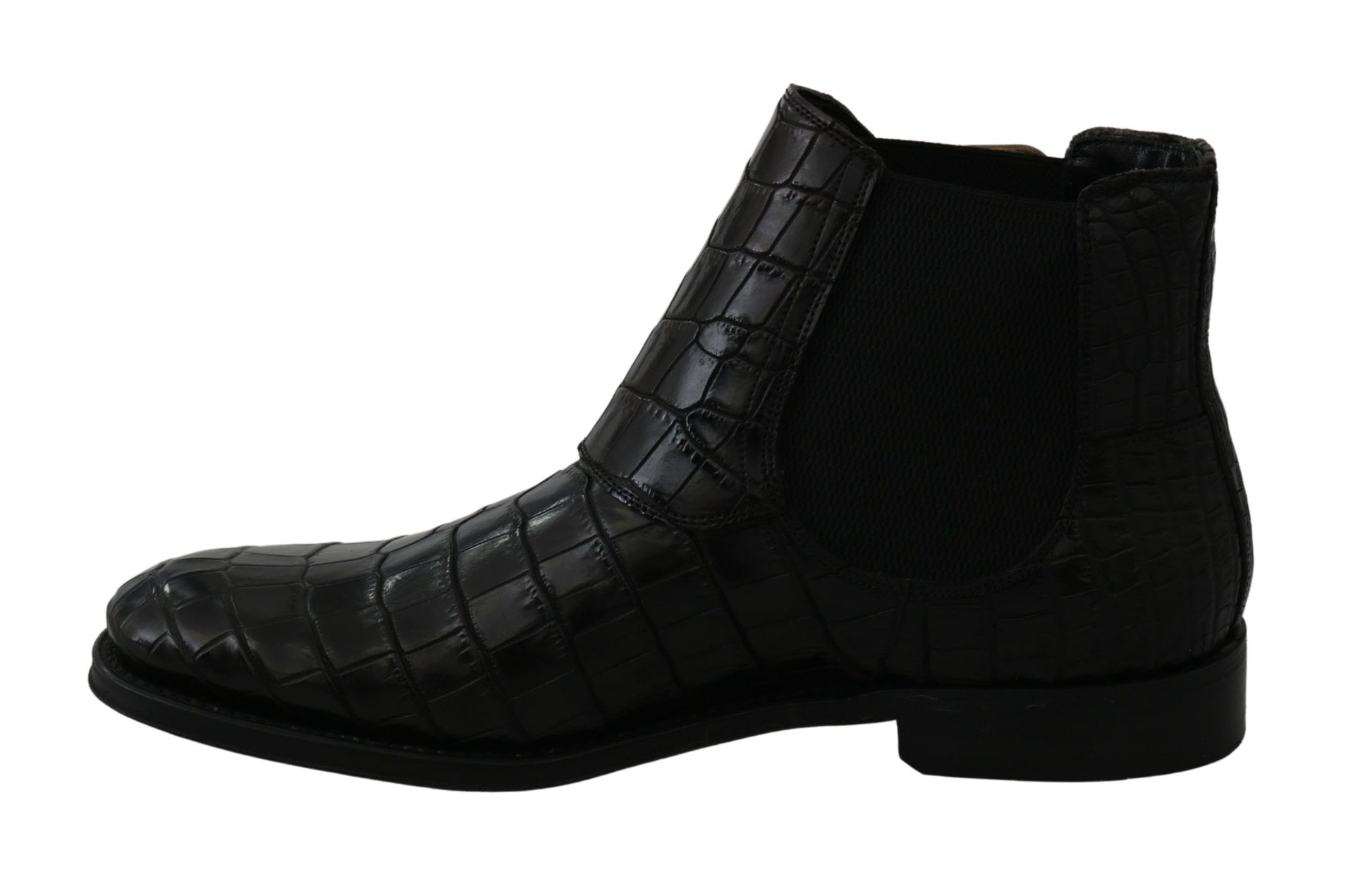 Dolce & Gabbana Black Crocodile Leather Derby Boots Shoes - ClickThatClicks