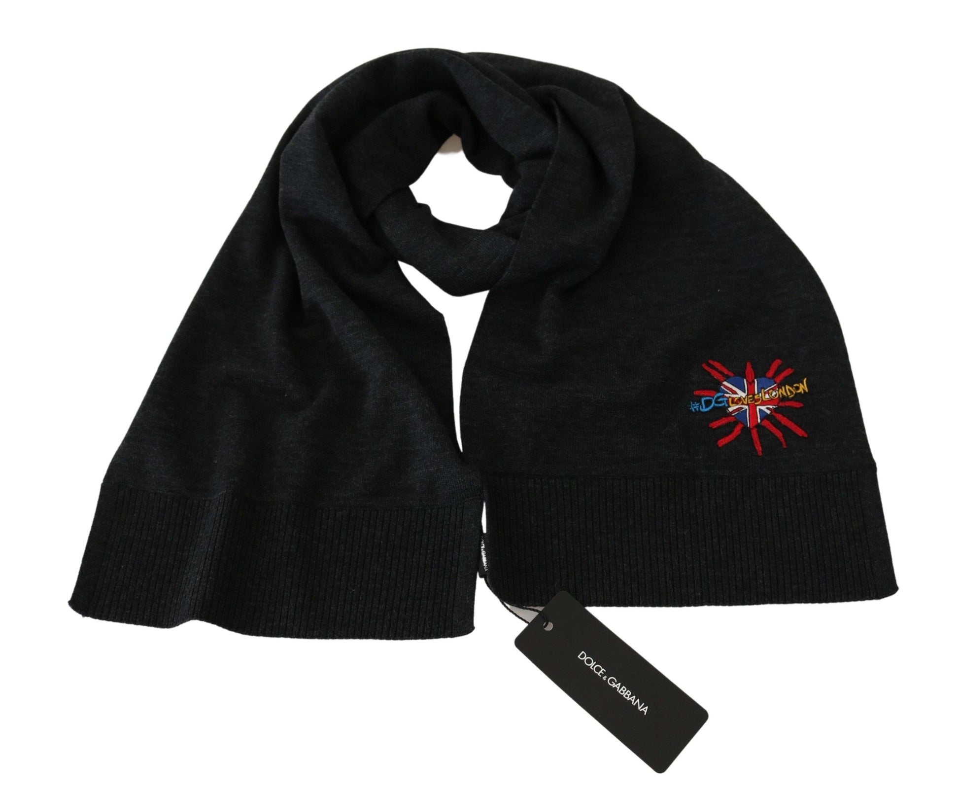 Dolce & Gabbana Gray #DGLovesLondon Wrap Shawl Wool Scarf - ClickThatClicks 