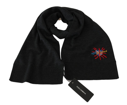Dolce & Gabbana Gray #DGLovesLondon Wrap Shawl Wool Scarf - ClickThatClicks 