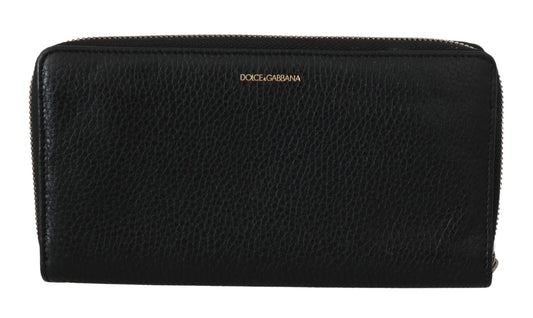 Dolce & Gabbana Black Mens Zipper Continental Purse 100% Leather Wallet - ClickThatClicks 