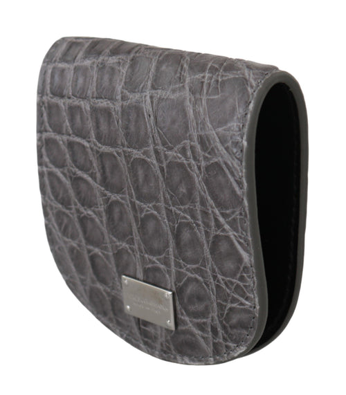 Dolce & Gabbana Gray Exotic Skin Condom Case Holder Pocket Wallet - ClickThatClicks 