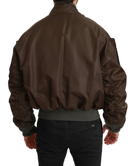 Dolce & Gabbana Brown Beaded Crown Skull Logo Jacket - ClickThatClicks 