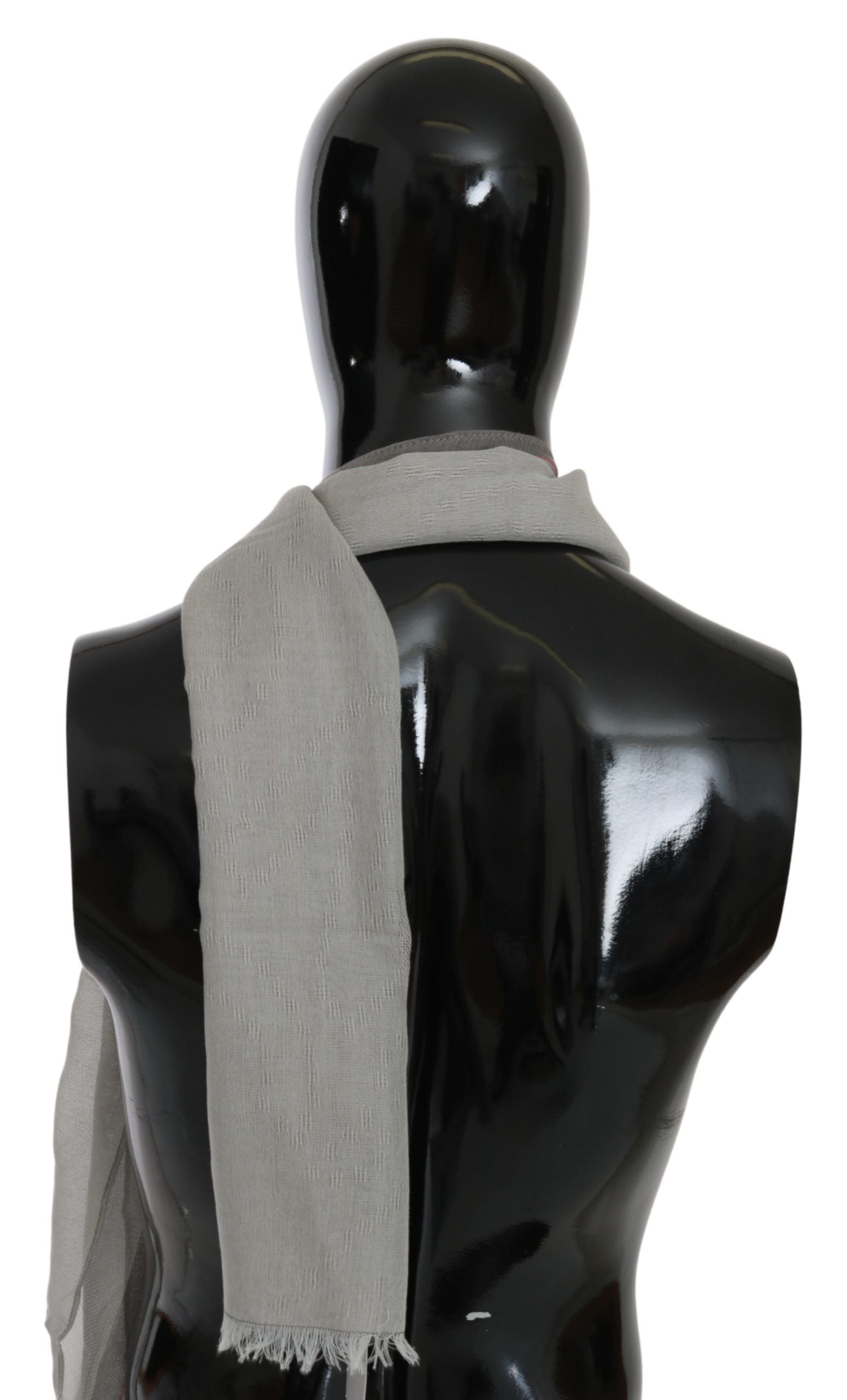 Costume National Gray Fringe Neck Wrap Cotton Scarf - ClickThatClicks 