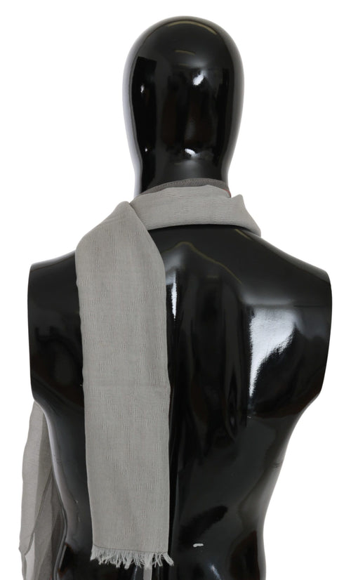 Costume National Gray Fringe Neck Wrap Cotton Scarf - ClickThatClicks 