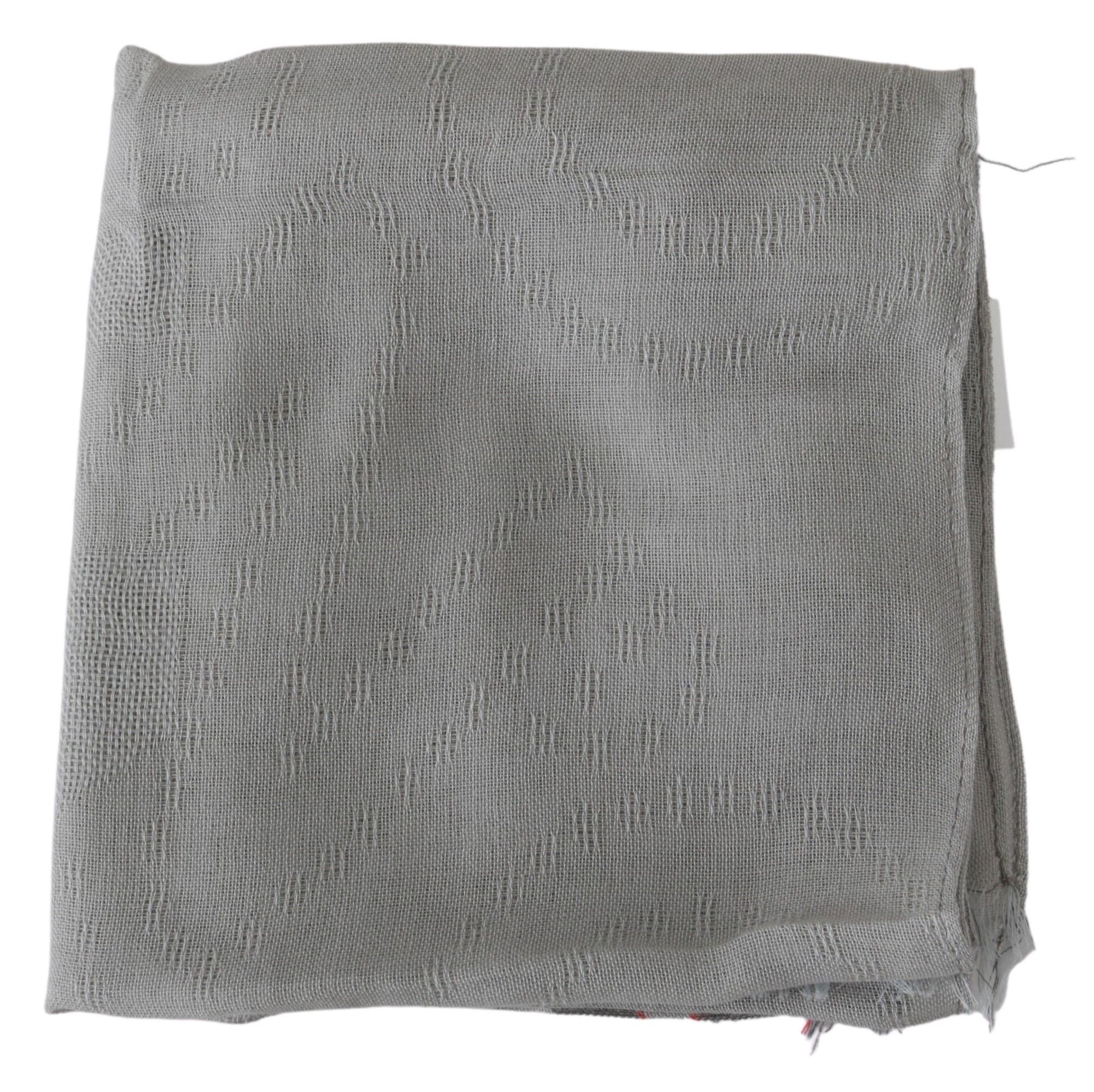 Costume National Gray Fringe Neck Wrap Cotton Scarf - ClickThatClicks 