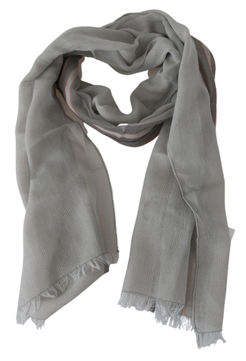 Costume National Gray Fringe Neck Wrap Cotton Scarf - ClickThatClicks 