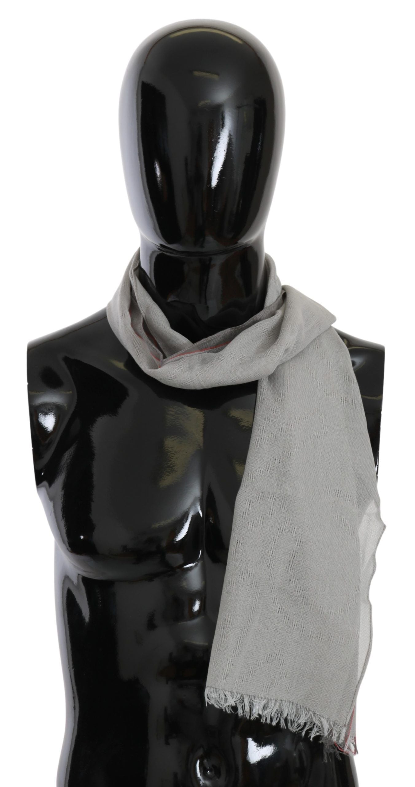 Costume National Gray Fringe Neck Wrap Cotton Scarf - ClickThatClicks 